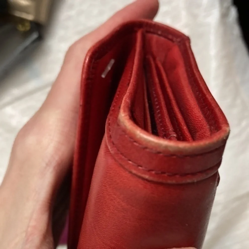 Bosca red leather checkbook wallet